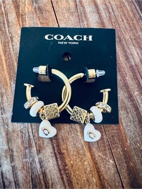 Coach Signature Charm Hoops NWOT